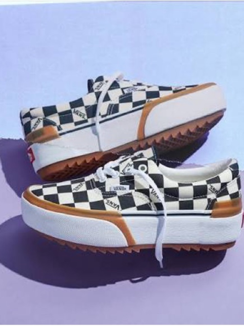 VANS Era Stacked Checkerboard Lace Up Platform Canvas Shoes